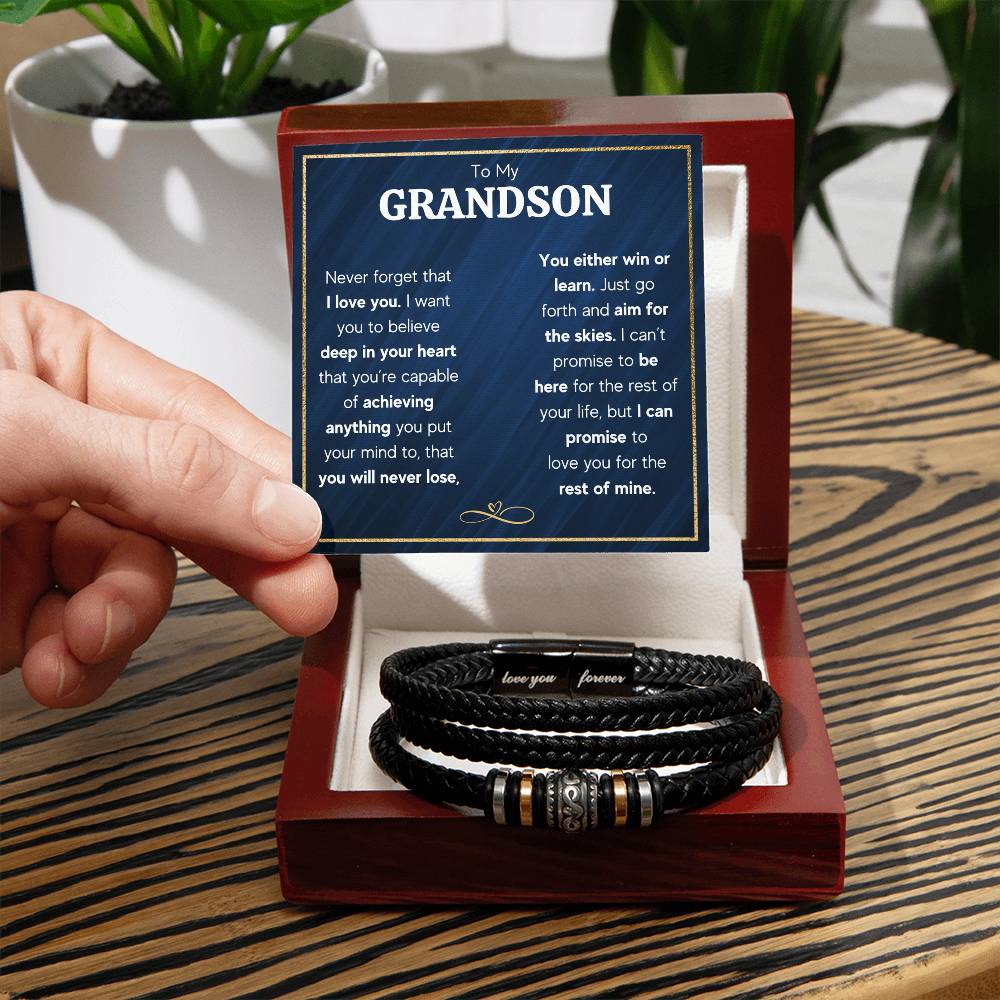 Love You Forever To My Grandson Bracelet Achieve Anything